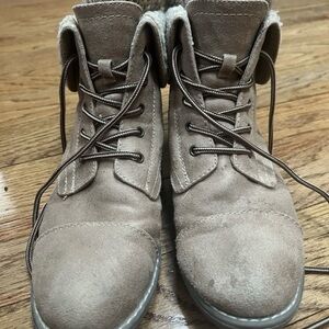 Cliffs by WHITE MOUNTAIN Taupe Suede Lace-Up Ankle Booties